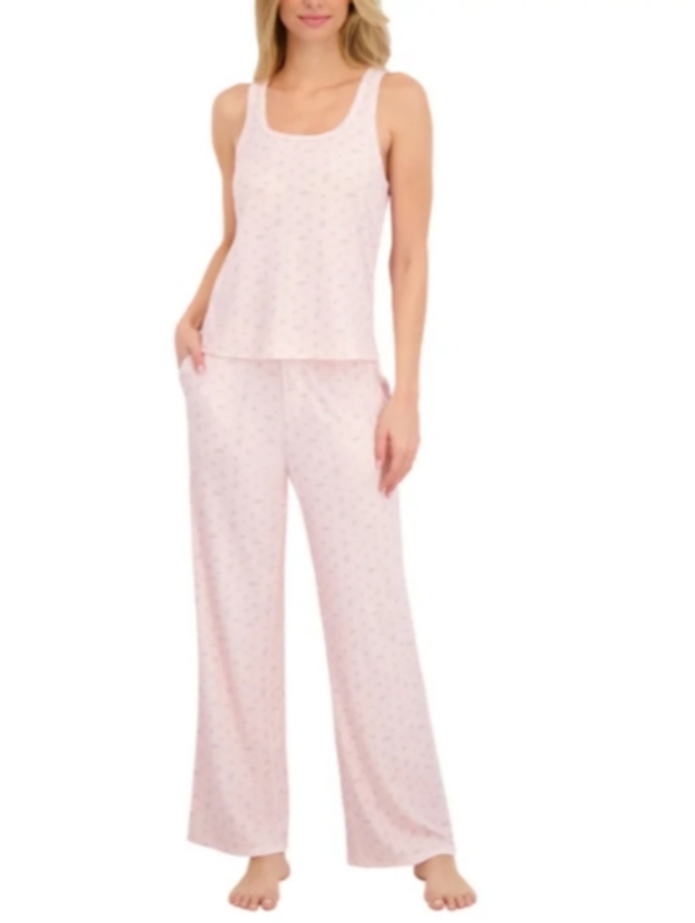 New Live 2 Lounge 3-Piece Set Pink Medium Floral Tank Pants Cardigan Lounge PJ - Picture 4 of 10